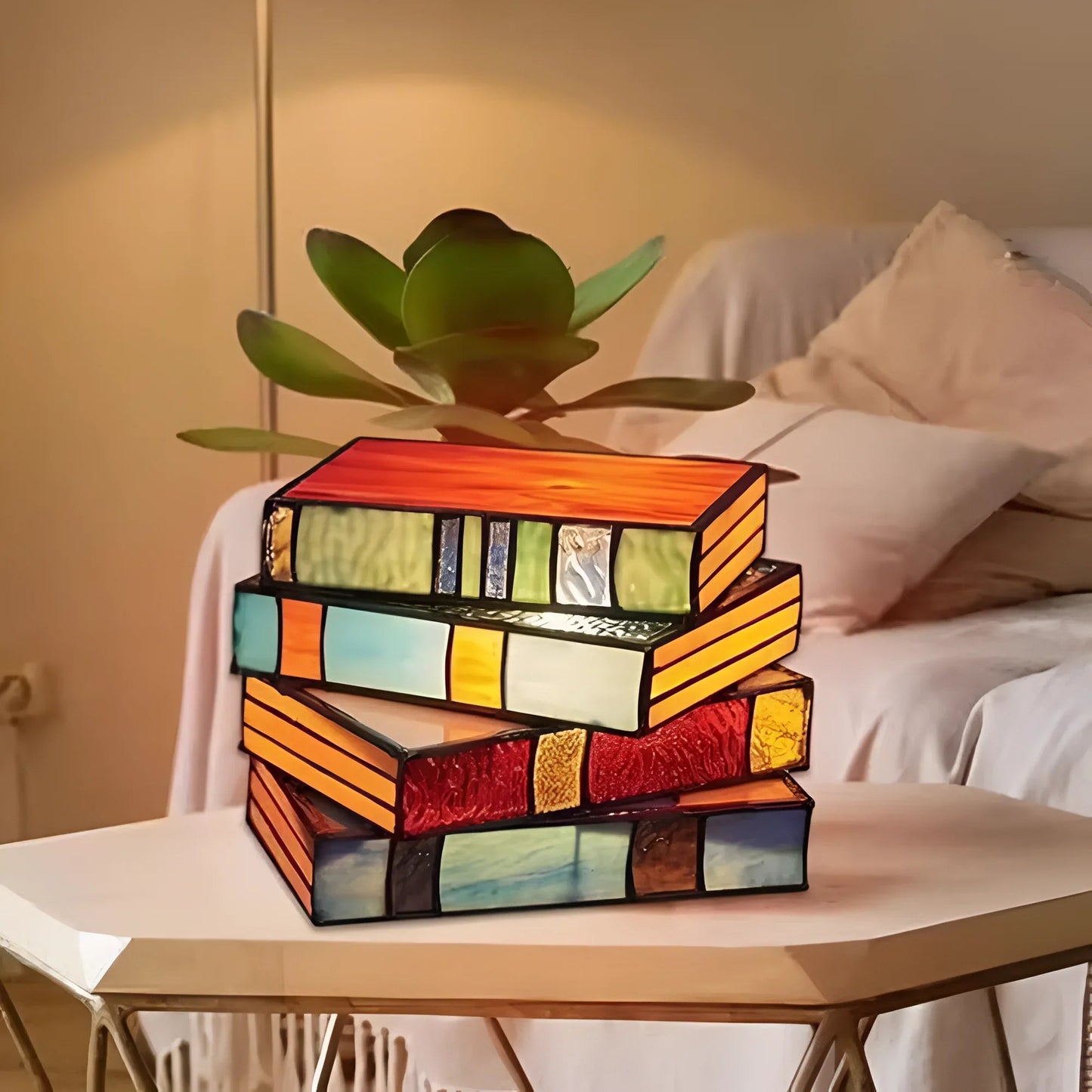 BookGlow – Lampa stołowa w kształcie mozaiki z układanymi książkami 2