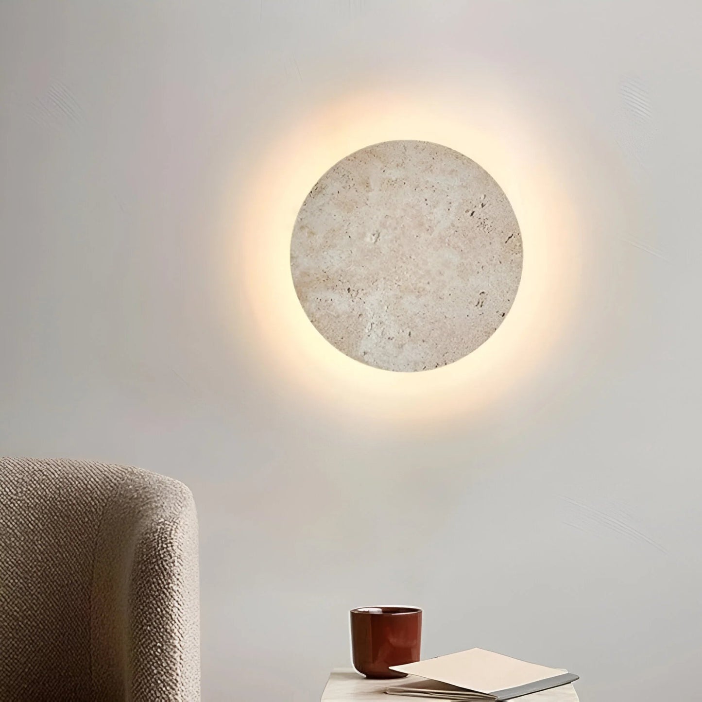 TerraLume – Okrągła kamienna lampa ścienna 3