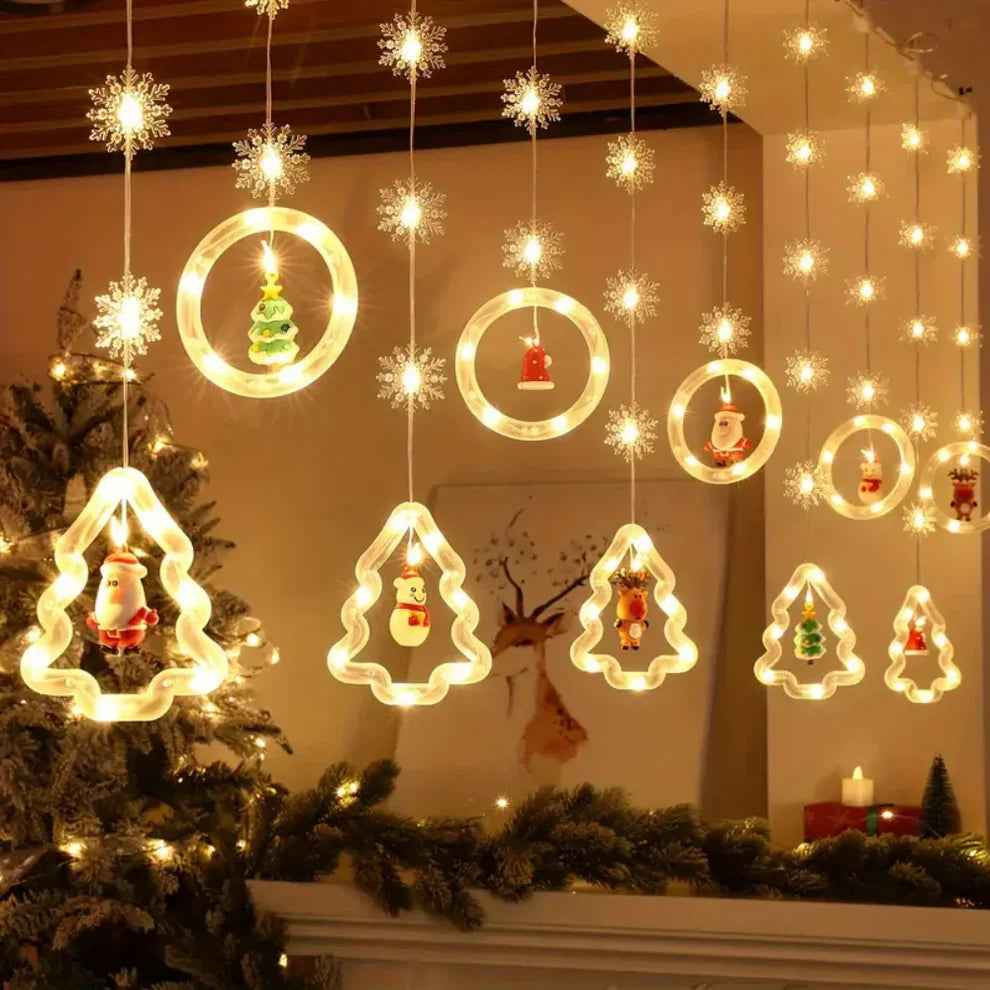 Frostiva – Świąteczne Lampki Płatki Śniegu i Mikołaj