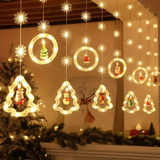 Frostiva – Świąteczne Lampki Płatki Śniegu i Mikołaj