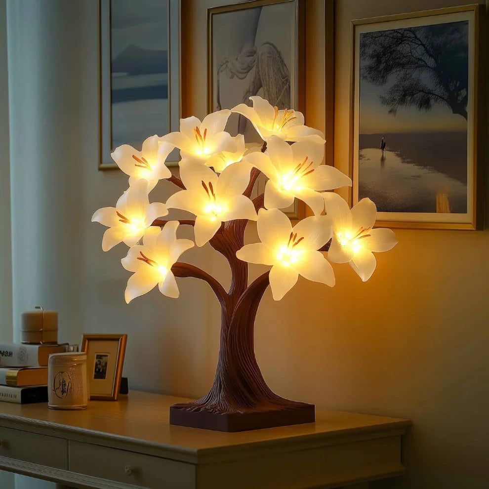 Lumora – Księżycowa Lampa Drzewko z Liliami