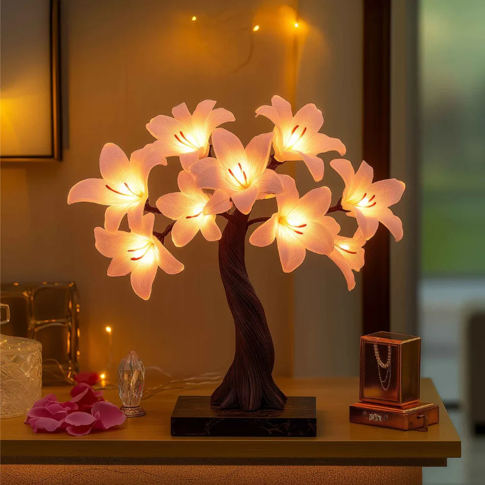 Lumora – Księżycowa Lampa Drzewko z Liliami