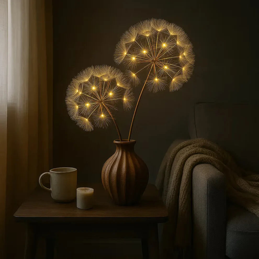 Lumora – Stołowa Lampka z Mniszka w Promiennym Blasku