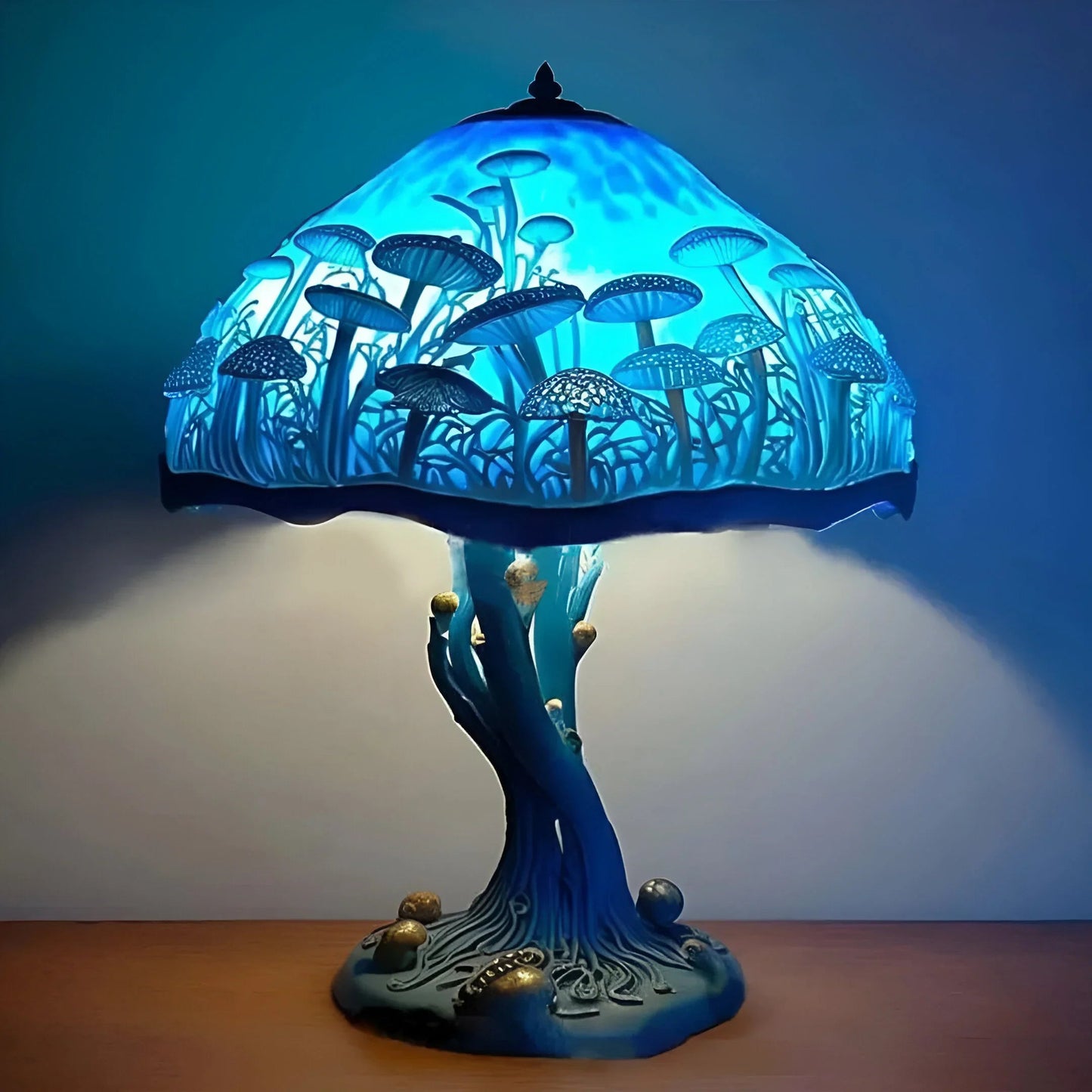 GlowBloom – Lampa stołowa z witrażem w kształcie rośliny 6