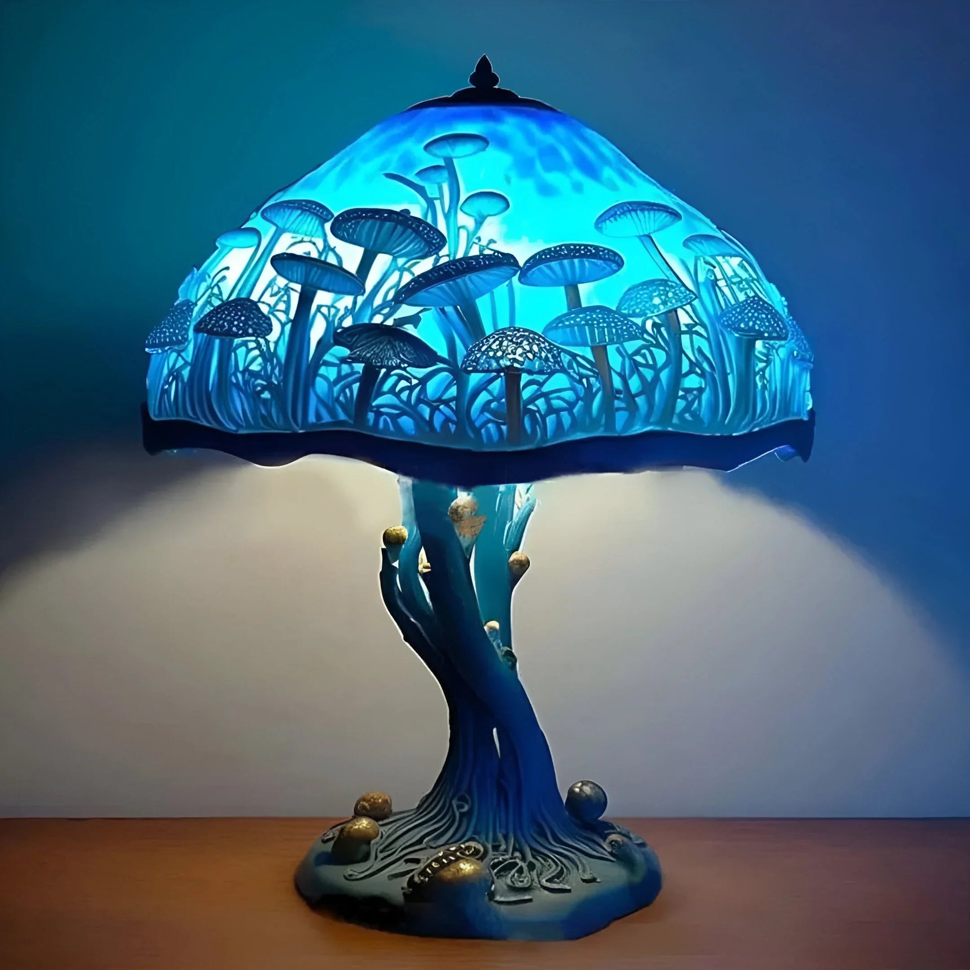 GlowBloom – Lampa stołowa z witrażem w kształcie rośliny 6