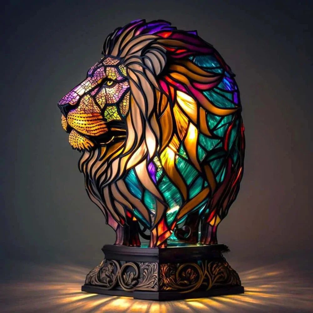 MosaicGlow – artystyczna lampa stołowa witrażowa w kształcie zwierzęcia 1