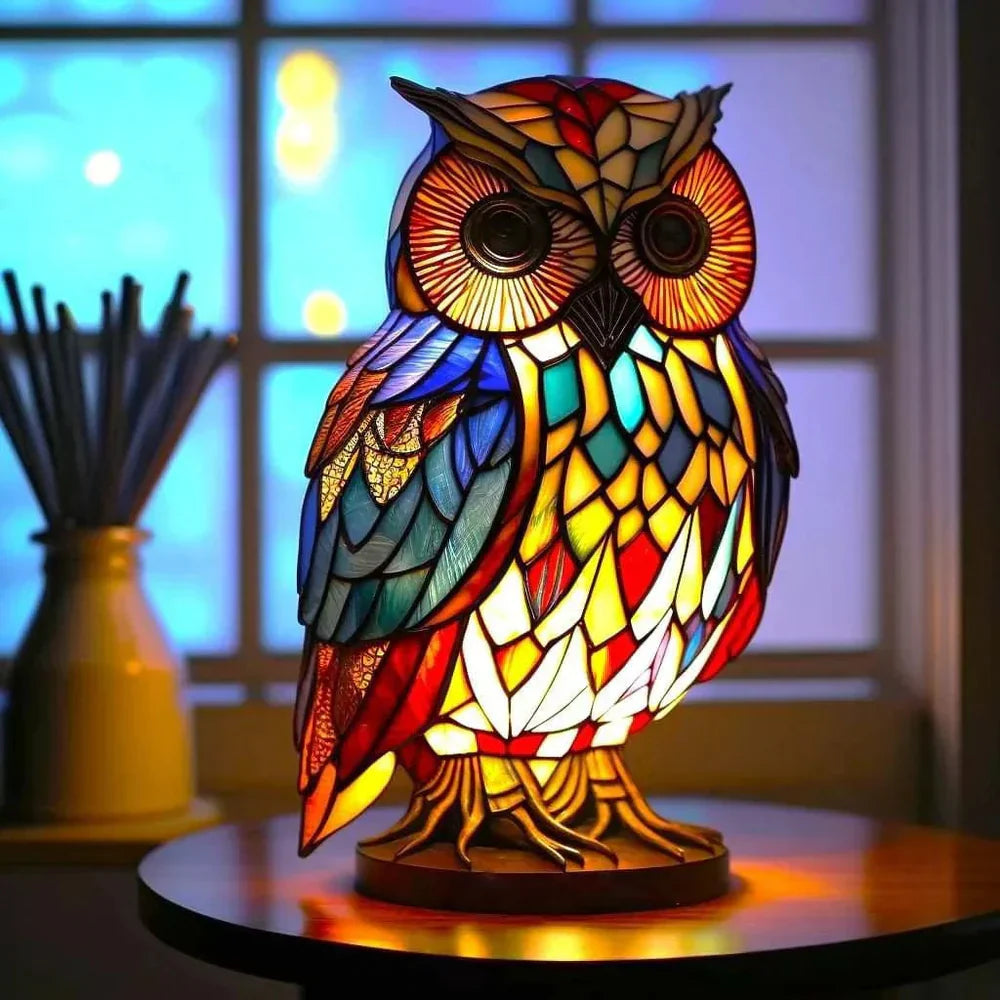 MosaicGlow – artystyczna lampa stołowa witrażowa w kształcie zwierzęcia 2