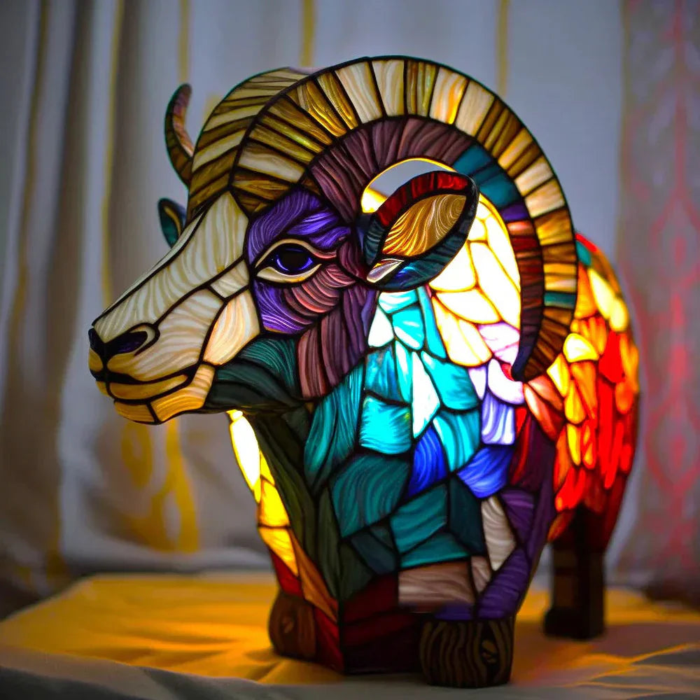 MosaicGlow – artystyczna lampa stołowa witrażowa w kształcie zwierzęcia 3