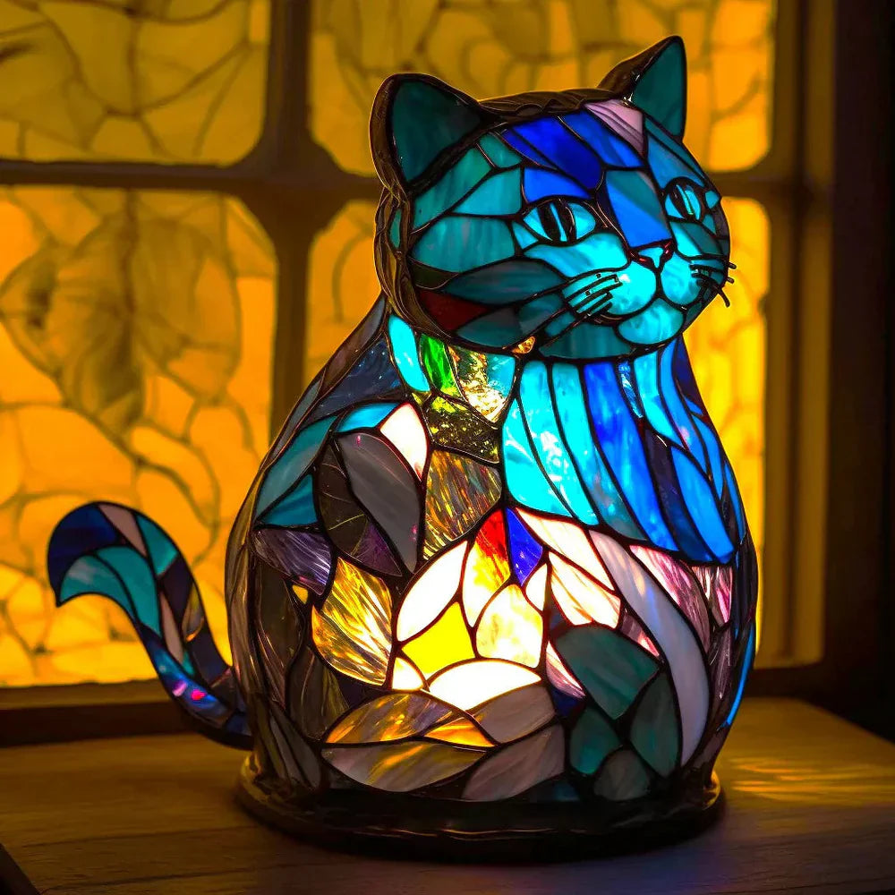 MosaicGlow – artystyczna lampa stołowa witrażowa w kształcie zwierzęcia 5