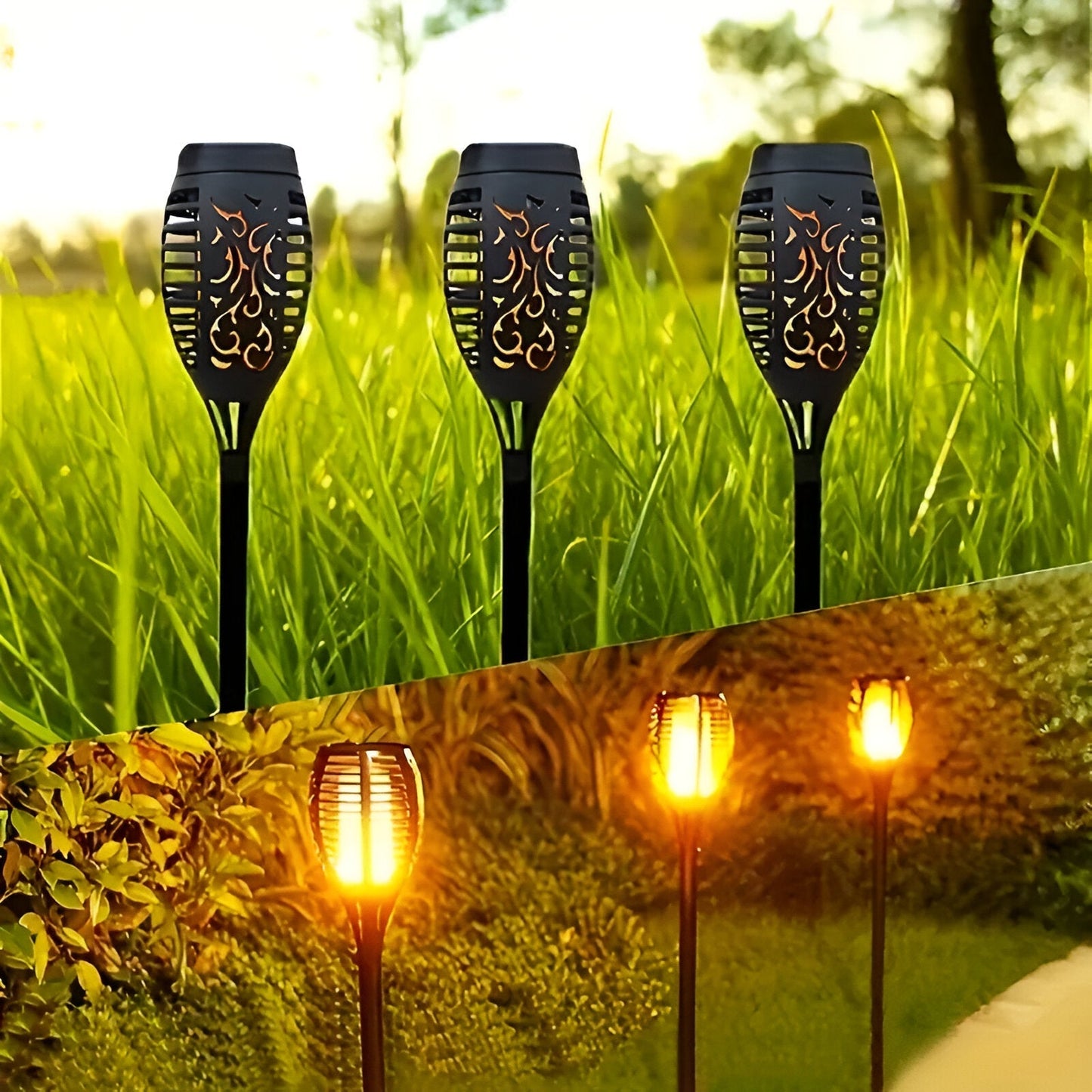 SolarFlame – Zewnętrzna lampa ogrodowa z płomieniem solarnym 1