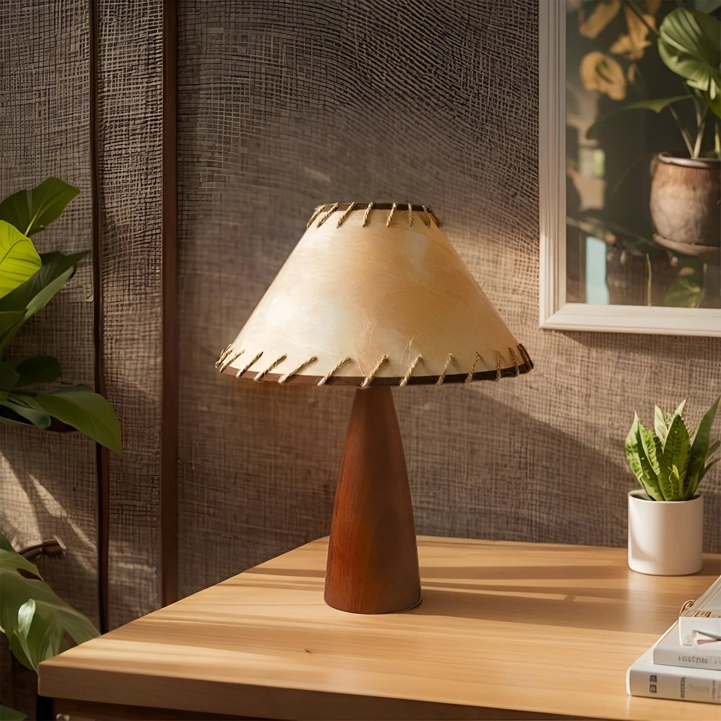 WoodenGleam – ręcznie robiona lampa stołowa z litego drewna 0
